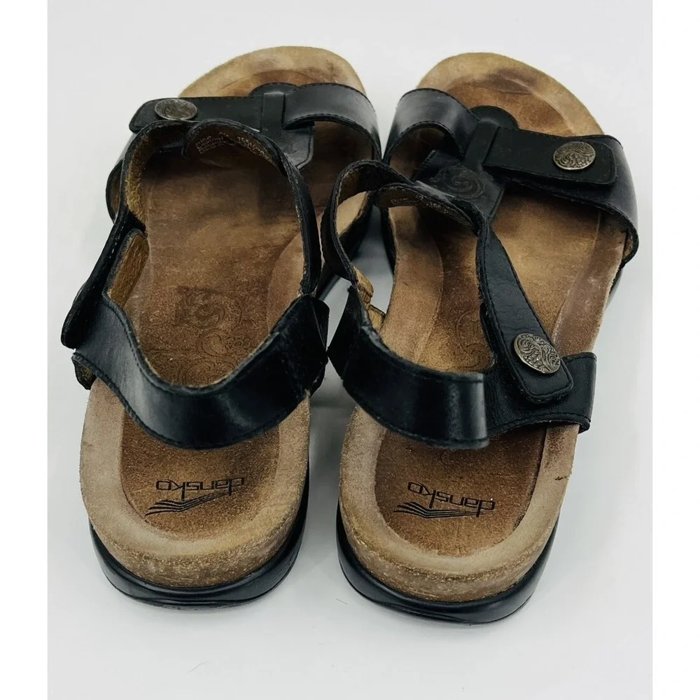 Dansko Pasha Black Tooled Leather Strappy Comfort Sandals Shoes EU 42 US 11